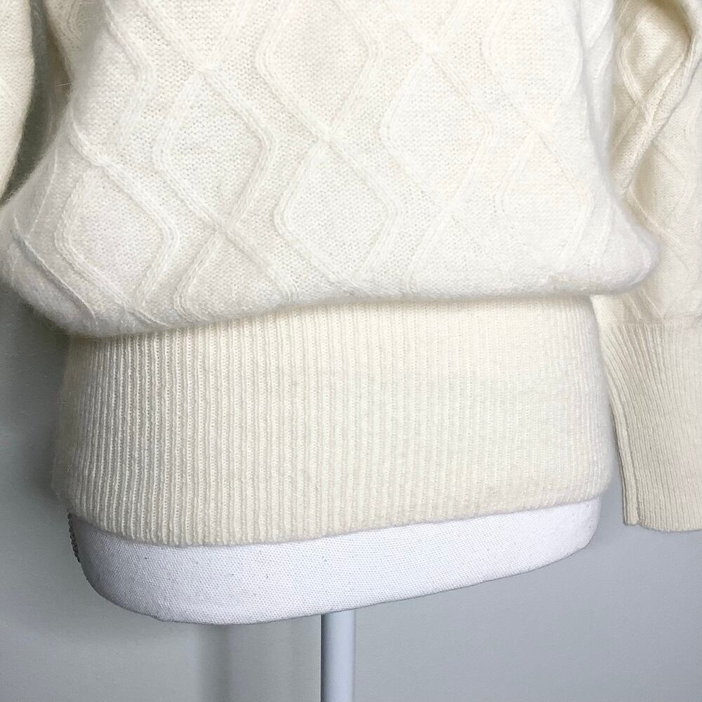 Marisa Christina Vintage Cream Sweater Textured Black Bow Beaded Large - Picture 2 of 12